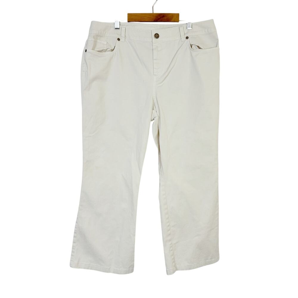 Chico's Beige Wide Straight Leg Pants 98% Cotton Chicos 2/US Womens 12